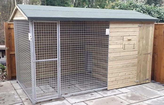 Wymbury Wooden Dog Kennel And Run 14ft (wide) x 5ft (depth) x 6'9ft (apex)