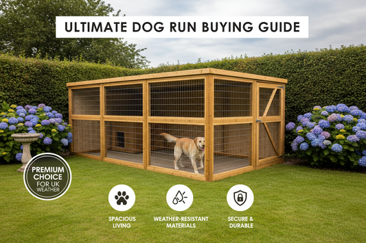 Wooden dog run with mesh fencing showing quality construction for UK gardens