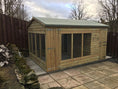 Load image into Gallery viewer, Winterley Wooden Dog Kennel And Run 8ft (wide) x 4ft (depth) x 6'6ft (apex)
