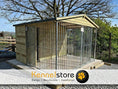 Load image into Gallery viewer, Front Entry Wymbury Deluxe kennel and run – side view showing full depth and apex roof profile
