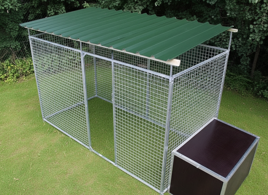 4-Sided Mesh Dog Pen with Roof - Clean Floor