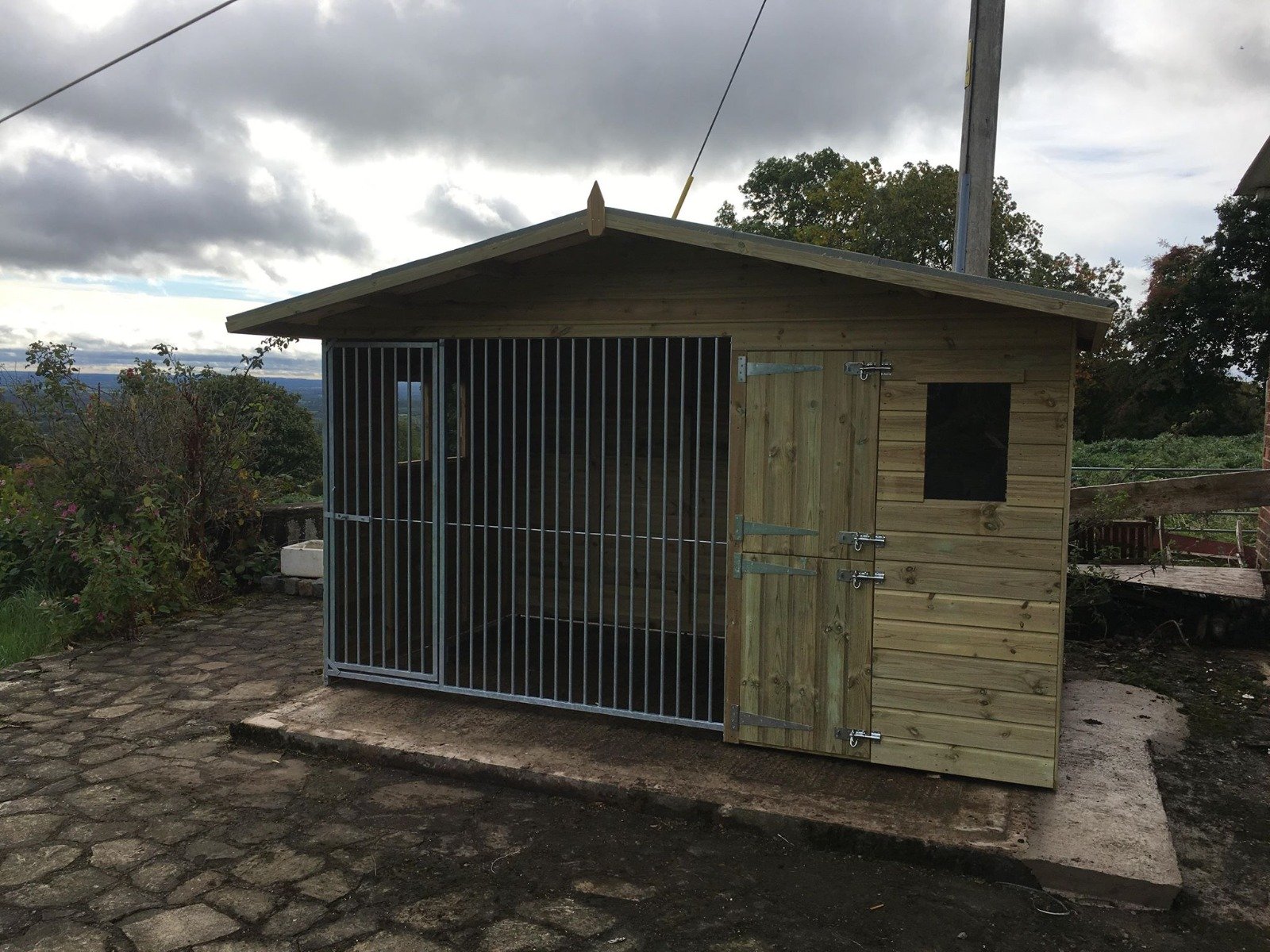 Elworth Chalet Wooden Dog Kennel And Run 12ft (wide) x 4ft (depth) x 6'6ft (apex)