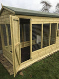 Load image into Gallery viewer, Winterley Wooden Dog Kennel And Run 10ft (wide) x 4ft (depth) x 6'6ft (apex)
