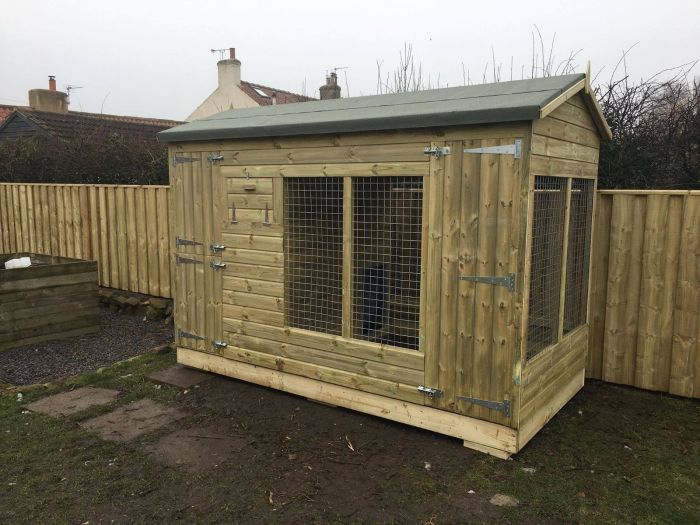Winterley Wooden Dog Kennel And Run 10ft (wide) x 6ft (depth) x 6'6ft (apex)