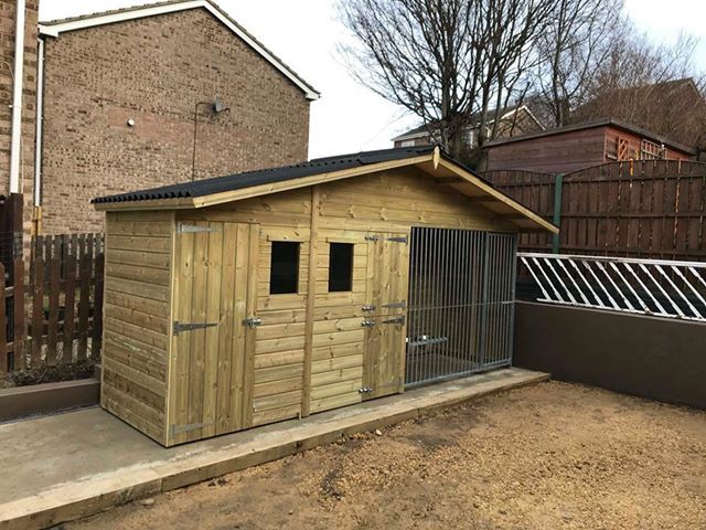Elworth Wooden Dog Kennel And Run With Storage Shed 15ft (wide) x 6ft (depth) x 6'6ft (apex)