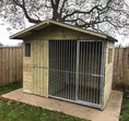 Load image into Gallery viewer, Elworth Wooden Dog Kennel & Run 8ft x 6ft – Apex Roof, Perspex Windows
