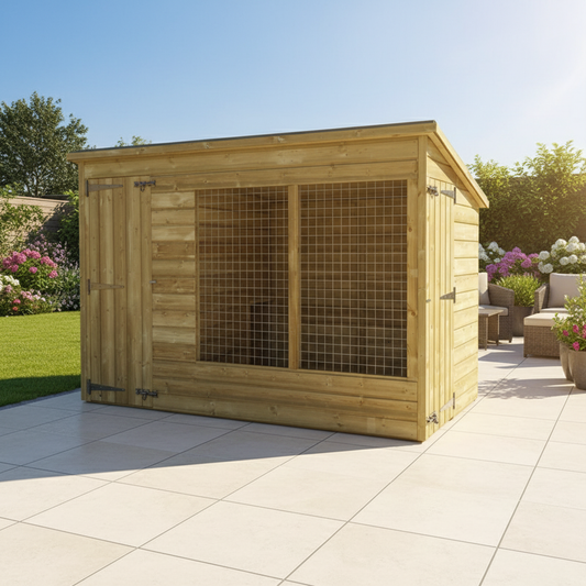Aston Wooden Dog Kennel on Patio