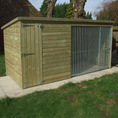 Load image into Gallery viewer, A Kennelstore  Chesterfield Wooden Dog Kennel & Run. The weatherproof outdoor shelter features a durable timber sleeping area and a rust-resistant galvanised steel run panel.
