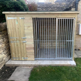 Load image into Gallery viewer, Chesterfield Wooden Dog Kennel & Run. The weatherproof outdoor shelter features a durable timber sleeping area and a rust-resistant galvanised steel run panel.
