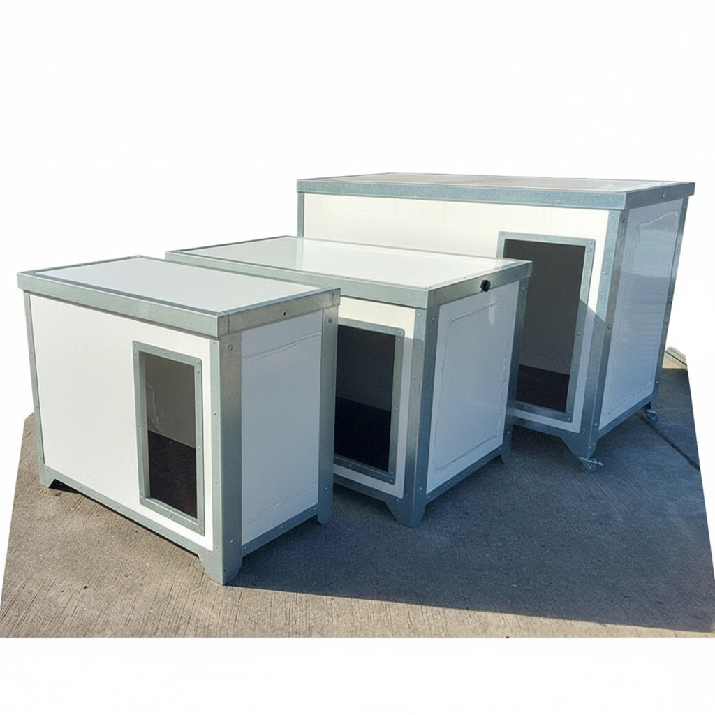 Heavy-duty 20mm insulated thermal composite dog cabin with washable panels and removable roof