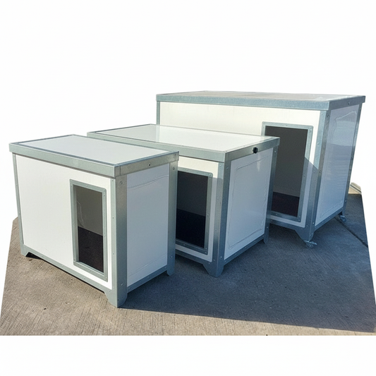 Heavy-duty 20mm insulated thermal composite dog cabin with washable panels and removable roof