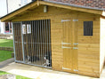 Load image into Gallery viewer, Elworth Chalet Wooden Dog Kennel And Run 14ft (wide) x 5ft (depth) x 6'6ft (apex)
