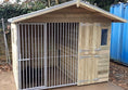 Load image into Gallery viewer, Elworth Chalet Wooden Dog Kennel And Run 12ft (wide) x 5ft (depth) x 6'6ft (apex)
