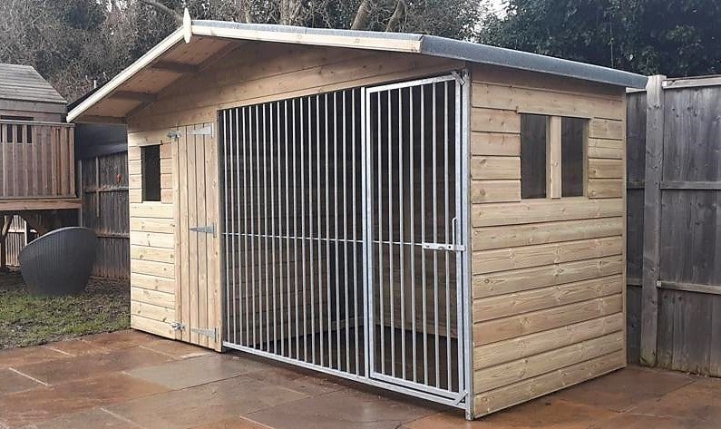 Elworth Chalet Wooden Dog Kennel And Run 12ft (wide) x 5ft (depth) x 6'6ft (apex)