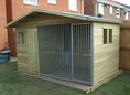 Load image into Gallery viewer, Elworth Chalet Wooden Dog Kennel And Run 10'6ft (wide) x 6ft (depth) x 6'6ft (apex)

