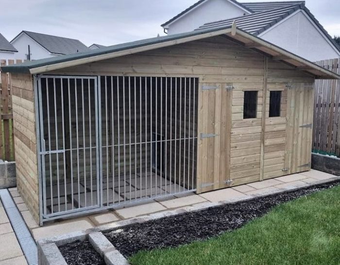 Elworth Wooden Dog Kennel And Run With Storage Shed 15ft (wide) x 4ft (depth) x 6'6ft (apex)