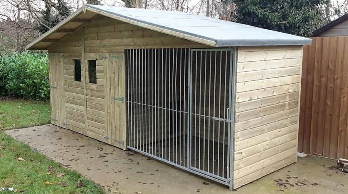Elworth Wooden Dog Kennel And Run With Storage Shed 17ft (wide) x 4ft (depth) x 7ft (apex)