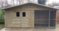 Load image into Gallery viewer, Elworth Wooden Dog Kennel And Run With Storage Shed 16ft (wide) x 4ft (depth) x 7ft (apex)
