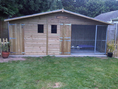 Load image into Gallery viewer, Elworth Wooden Dog Kennel And Run With Storage Shed 15ft (wide) x 5ft (depth) x 6'6ft (apex)
