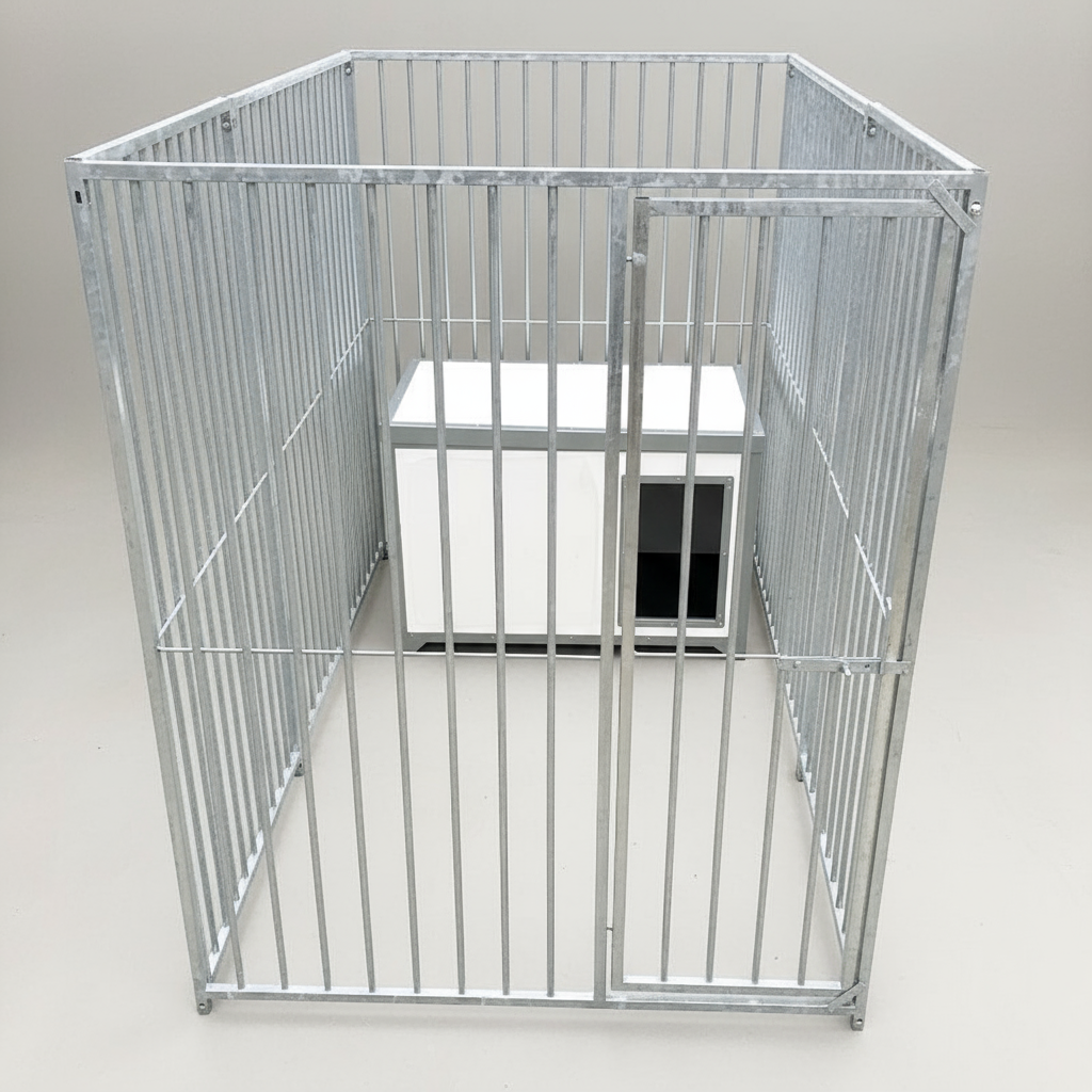 Enhanced single holding galvanised dog pen