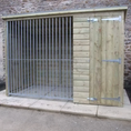 Load image into Gallery viewer, Ettiley wooden dog kennel and run, size 10x6 feet, made from pressure-treated timber with galvanised steel panels
