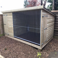 Load image into Gallery viewer, Ettiley wooden dog kennel and run, size 12x4 feet, made from pressure-treated timber with galvanised steel panels
