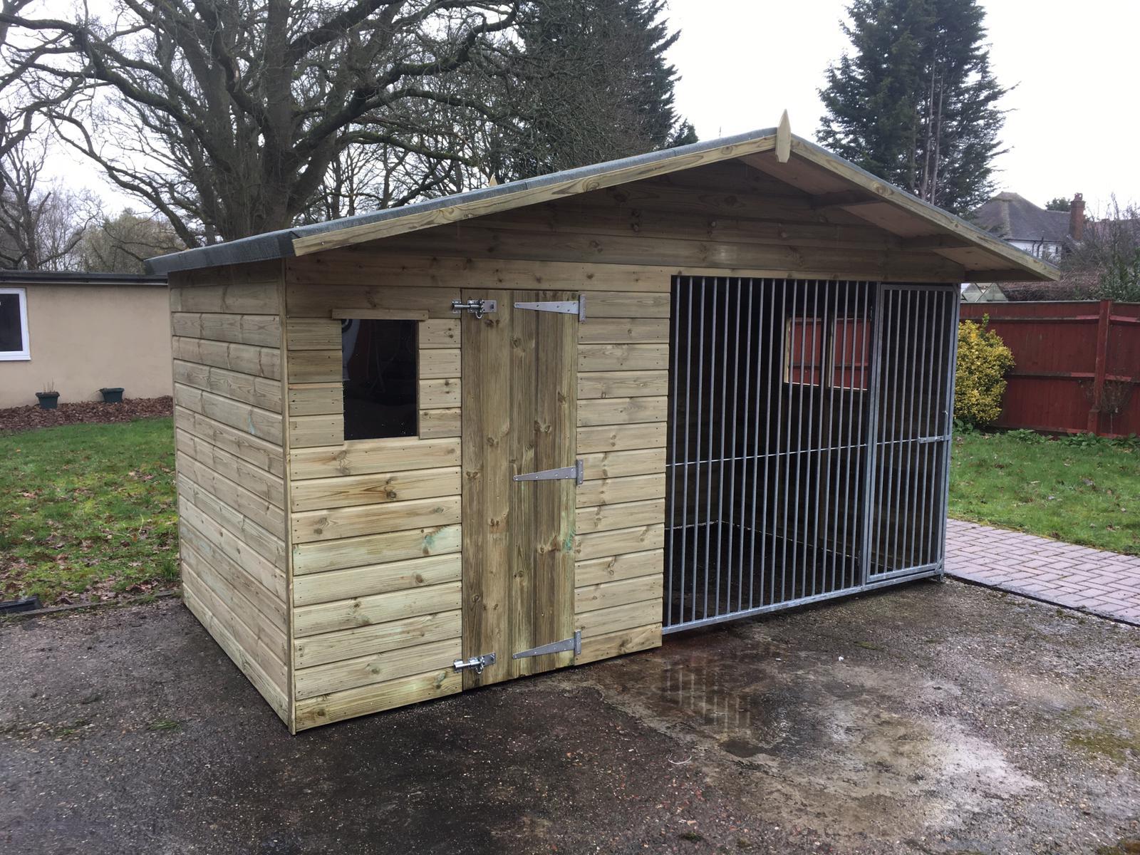 Elworth Chalet Wooden Dog Kennel And Run 10'6ft (wide) x 5ft (depth) x 6'6ft (apex)