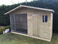 Load image into Gallery viewer, Elworth Chalet Wooden Dog Kennel And Run 14ft (wide) x 4ft (depth) x 6'6ft (apex)
