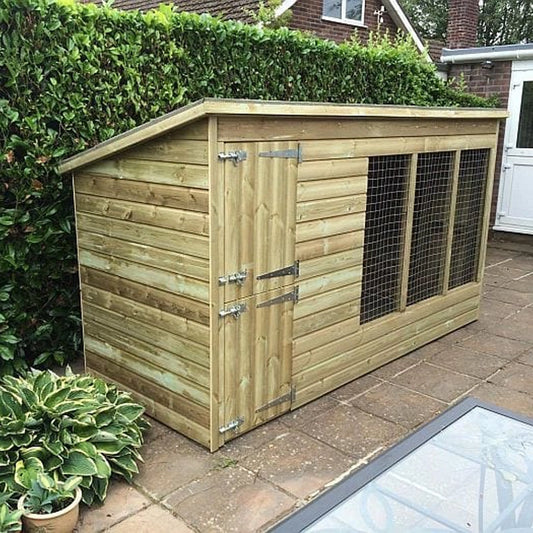 outdoor dog kennel with run pent roof tanalised timber