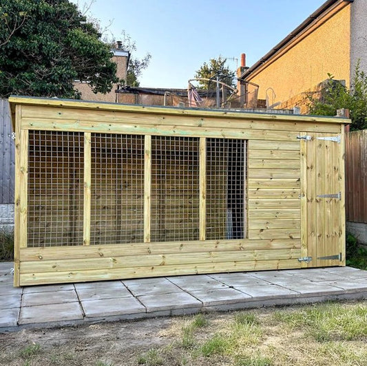 kennel and run pent roof tanalised large run area suitable for 3 dogs