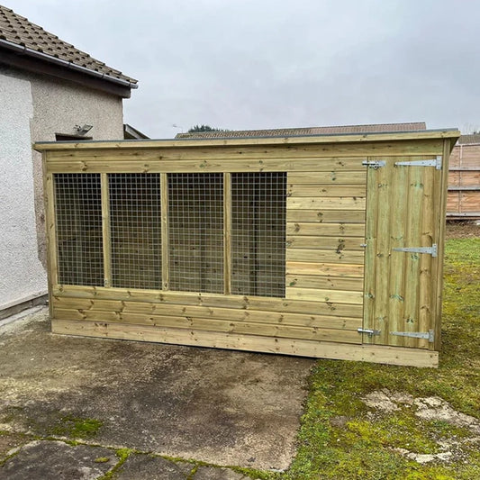 kennel and run pent roof tanalised timber large outdoor garden kennel