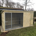 Load image into Gallery viewer,  Chesterfield Wooden Dog Kennel & Run. The weatherproof outdoor shelter features a durable timber sleeping area and a rust-resistant galvanised steel run panel.
