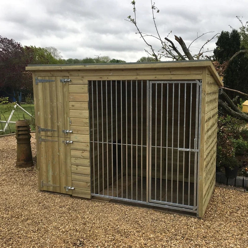 Premium tanalised timber dog kennel with secure outdoor run area