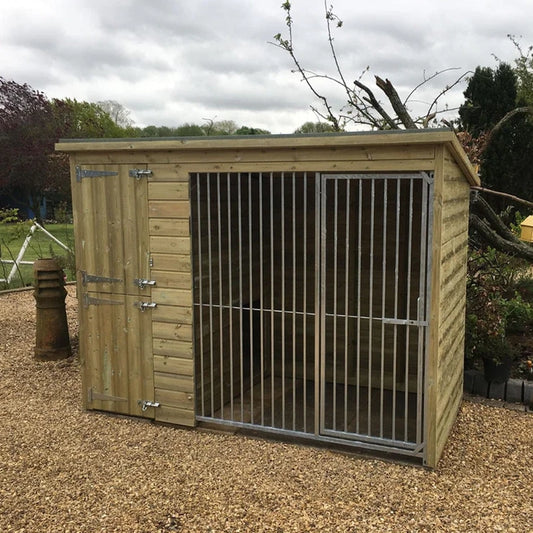 Premium tanalised timber dog kennel with secure outdoor run area