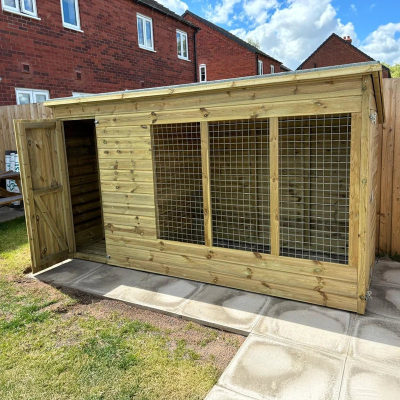 Kennelstore 8x6 large Weather proof outdoor dog kennel and run pent roof free delivery