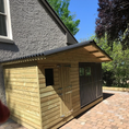 Load image into Gallery viewer, A Kennelstore 12x5 Elworth Apex Wooden Dog Kennel & Run. The pressure-treated outdoor shelter features a classic apex roof design and a secure galvanized steel run panel.
