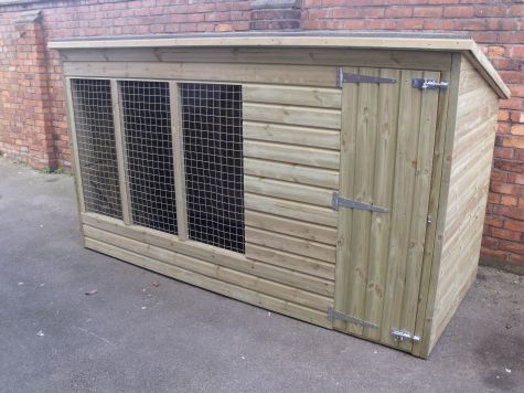 ASTON WOODEN DOG KENNEL AND RUN 12ft (wide) x 4ft (depth) x 5'7ft (high)