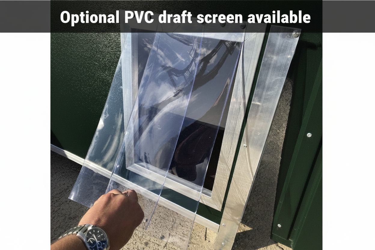 Optional PVC draft screen available