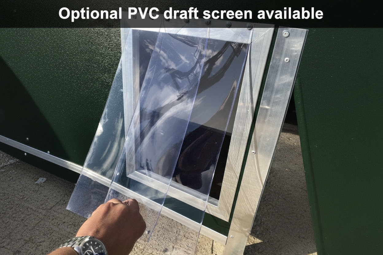 Optional PVC draft screen available