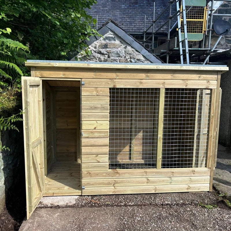 Aston Wooden Dog Kennel & Run 8ft x 5ft – Pent Roof, Medium Height