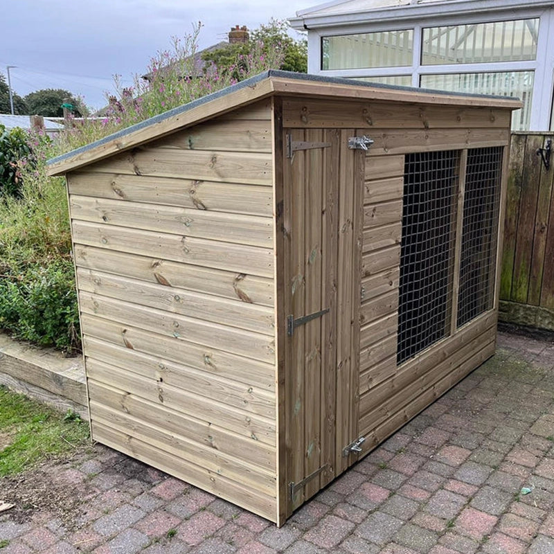Aston wooden dog kennel and run with separate sleeping area, premium construction