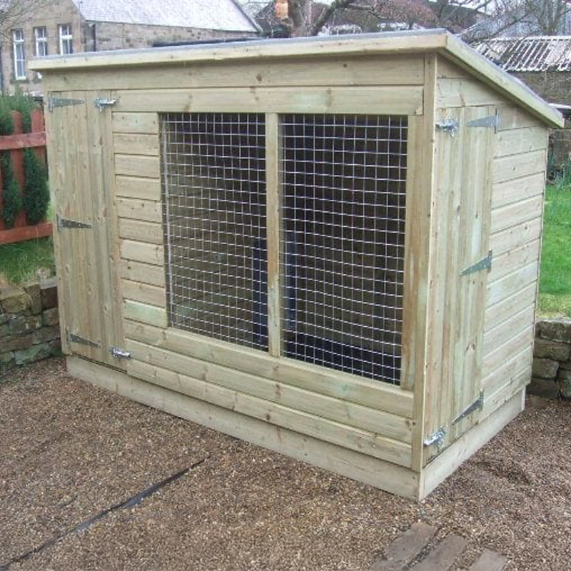 Aston wooden dog kennel and run, medium height design with secure fencing