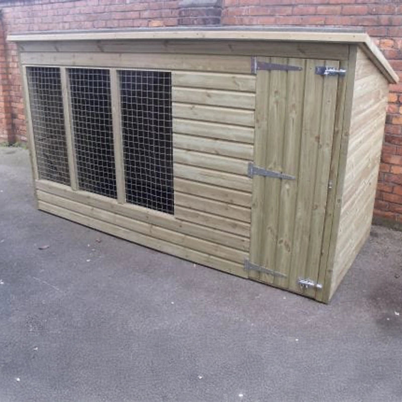 Aston wooden dog kennel and run, extended design for secure outdoor dog accommodation