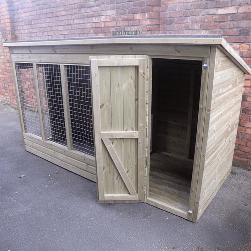 Aston Wooden Dog Kennel & Run 8ft x 5ft – Pent Roof, Medium Height