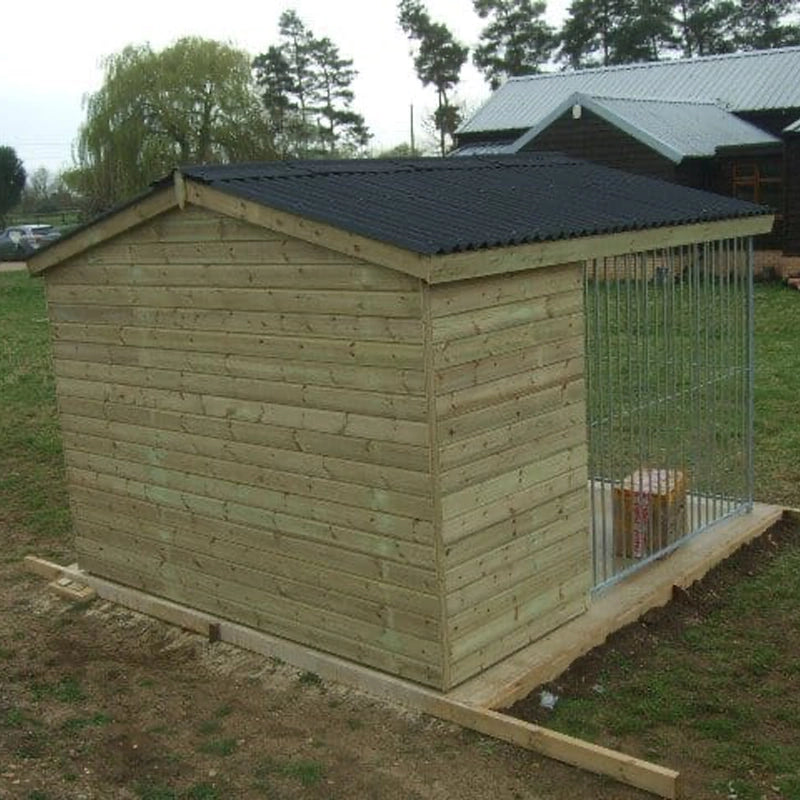 Kennelstore Wymbury Front-Entry Dog Kennel Run Apex Roof Tanalis