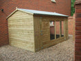 Load image into Gallery viewer, Winterley Wooden Dog Kennel And Run 12ft (wide) x 5ft (depth) x 6'6ft (apex)
