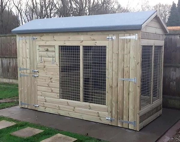 Winterley Wooden Dog Kennel And Run 12ft (wide) x 6ft (depth) x 6'6ft (apex)