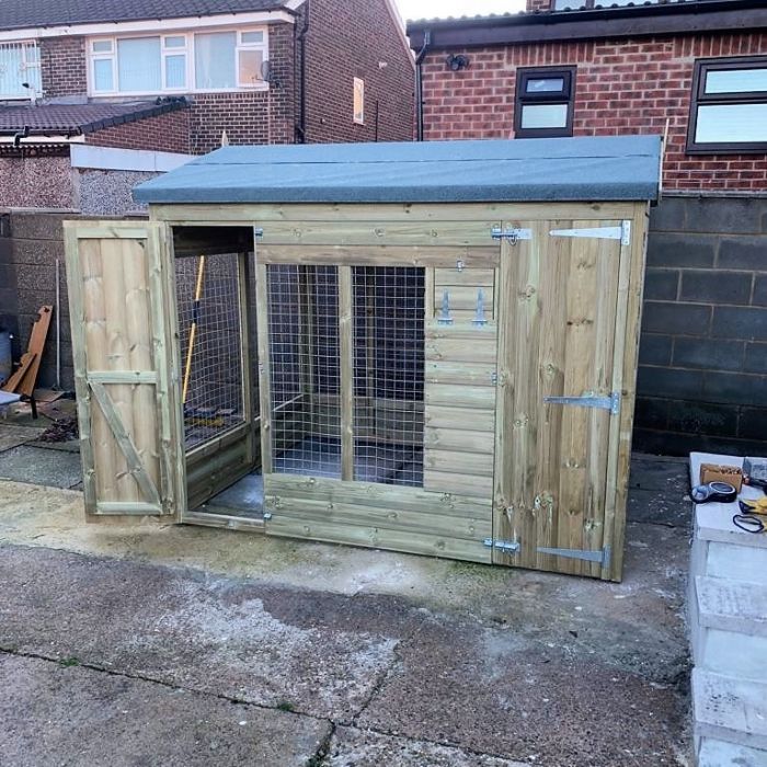 Winterley Wooden Dog Kennel And Run 12ft (wide) x 5ft (depth) x 6'6ft (apex)