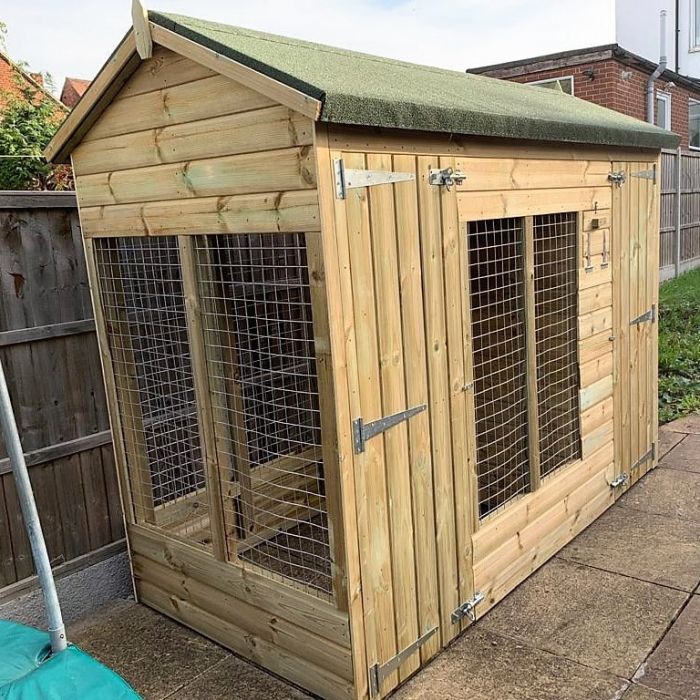 Winterley Wooden Dog Kennel And Run 14ft (wide) x 4ft (depth) x 6'6ft (apex)