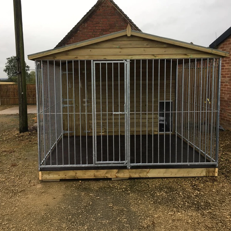 A high-quality, tanalised wooden Deluxe Dog Kennel with a front entry and run.